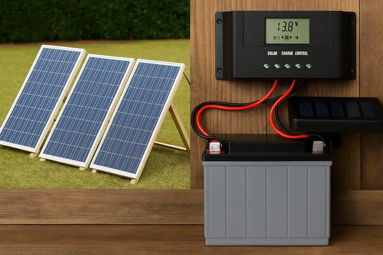 Painéis solares instalados no quintal